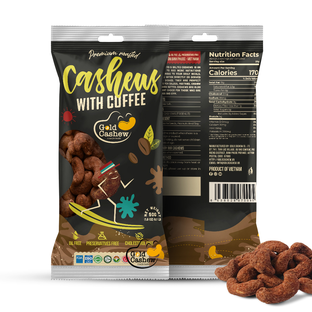 Premium Roasted Cashews With Coffee 50g