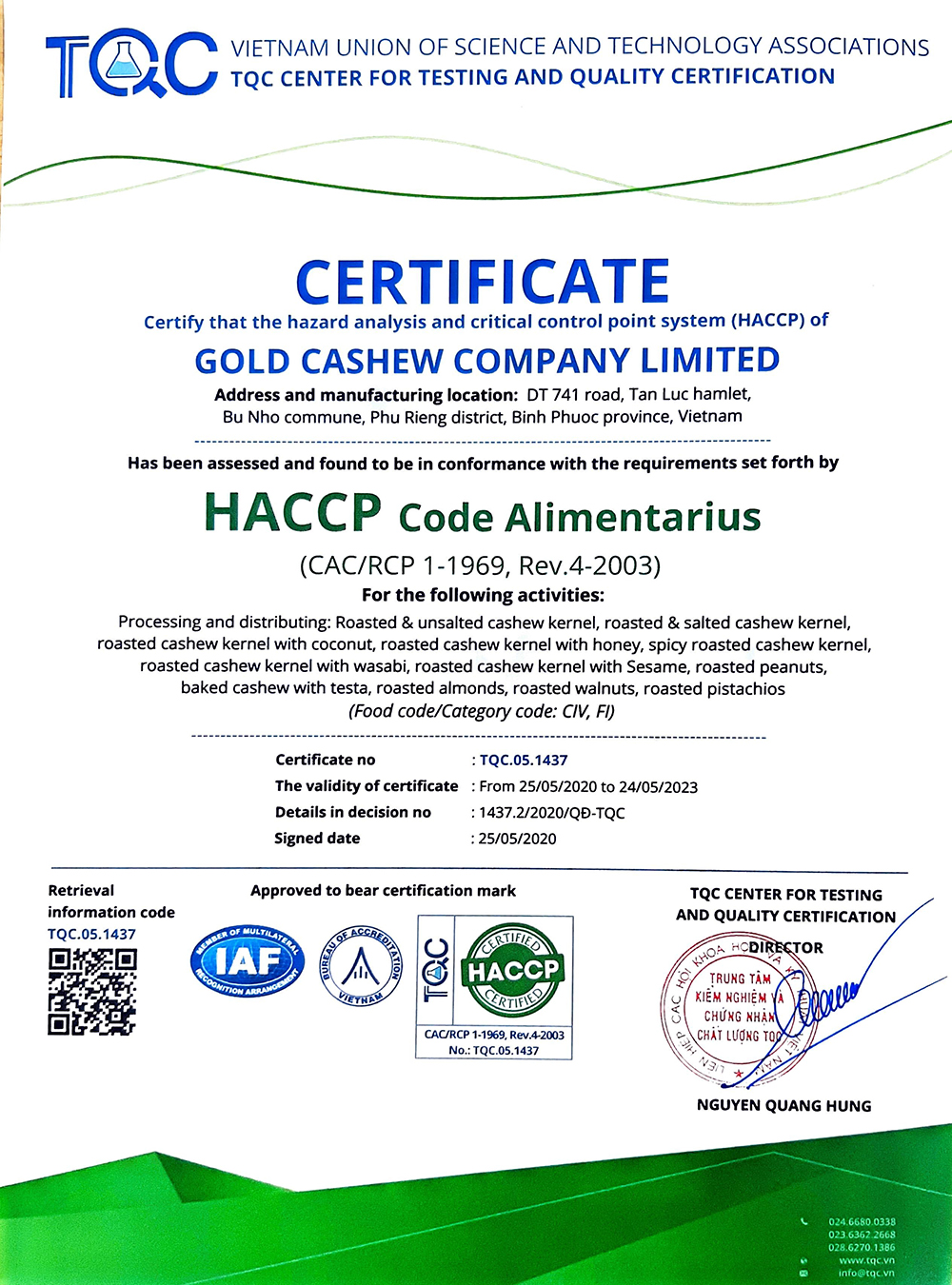Certificate Iso 22000 2018 And Haccp